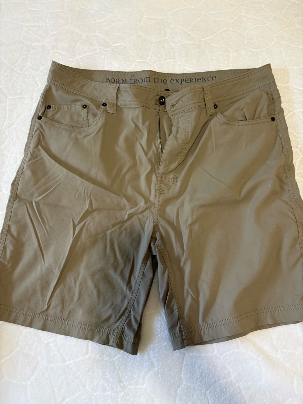 Prana Men's Olive/Tan Flat Front Performance Shorts
